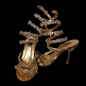 Elegant Gold Strappy Heels